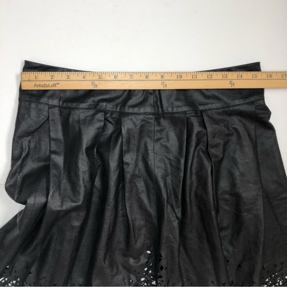 Woman’s black faux leather fit and flare skirt with cut out design size small - Picture 8 of 16